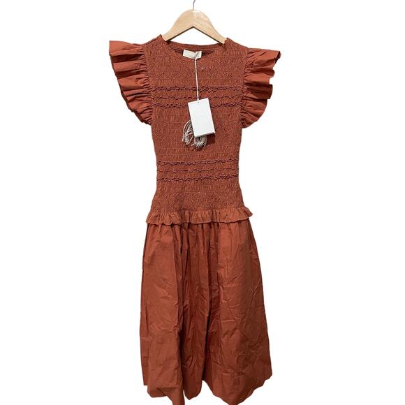 ULLA JOHNSON Madeline Smocked Midi Dress Size 0 NWT - Picture 6 of 7